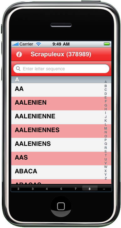 iphone screenshot of Scrapuleux : Dictionnaires des juex de mots